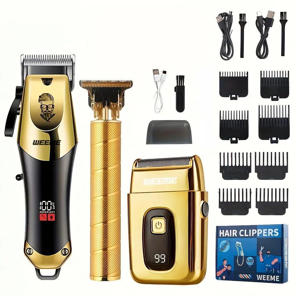 Golden Hair Clipper Razor Trimmer Set for Men CTN