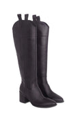 Canna Black Calf Leather Knee-High Riding Boots – 6.5cm Block Heel Mangará Atelier