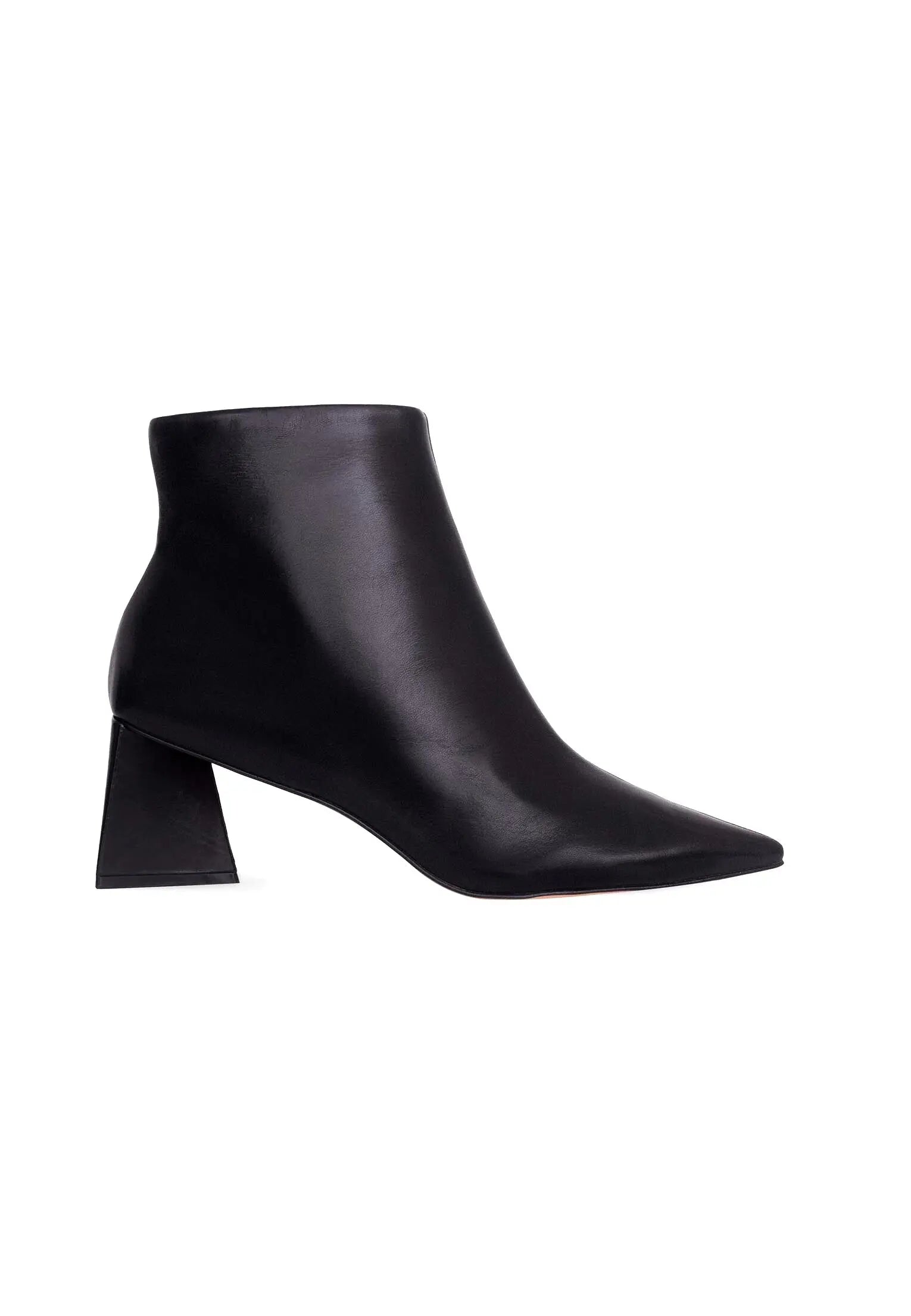 Mabea Black Sheepskin Ankle Boots – 6.4cm Pointed Block Heel Mangará Atelier