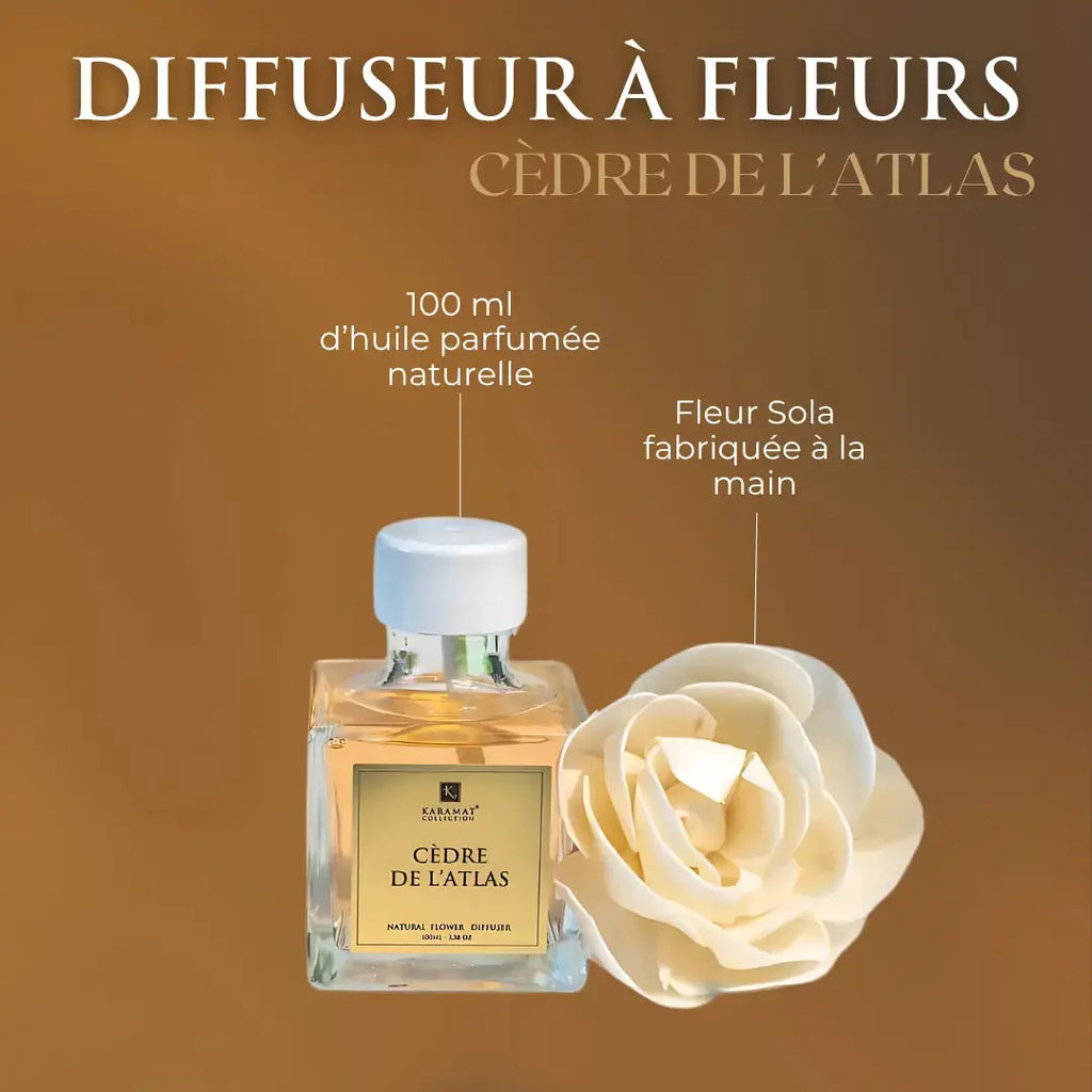 DIFFUSEUR À FLEURS 100ml – CÈDRE DE L’ATLAS Karamats.fr