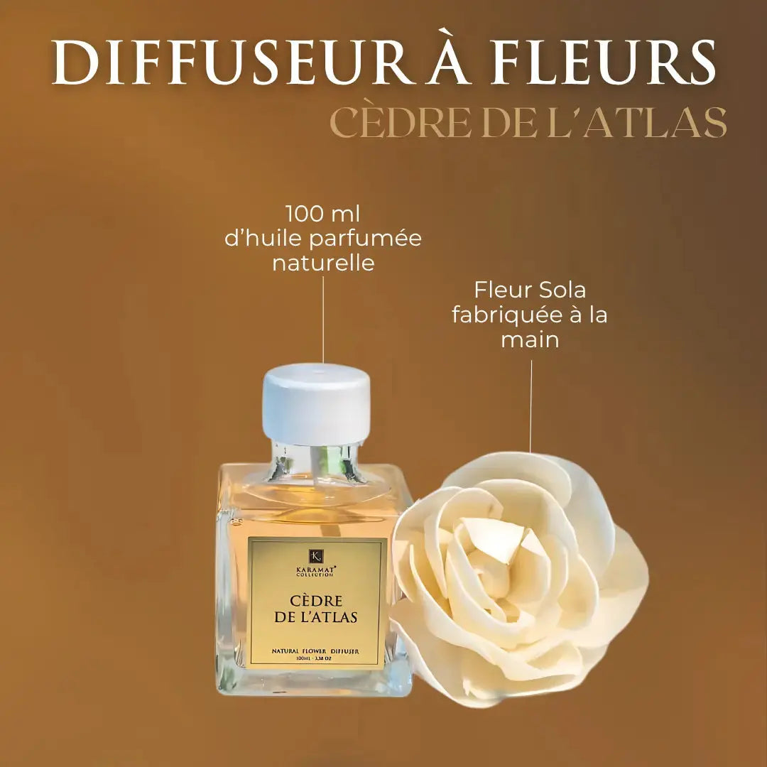 DIFFUSEUR À FLEURS 100ml – CÈDRE DE L’ATLAS Karamats.fr