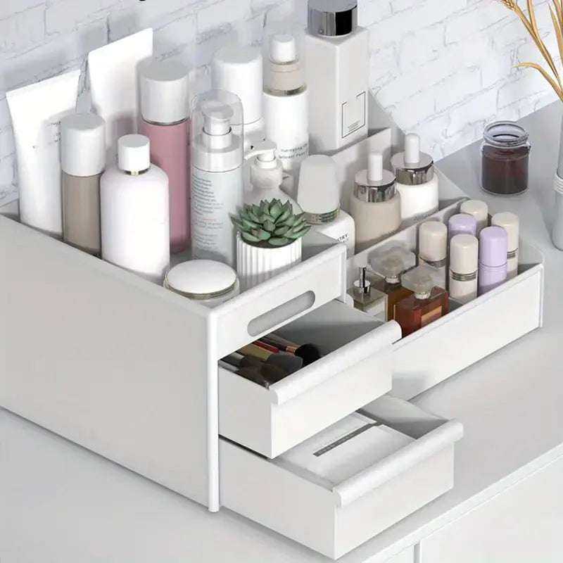 Large Capacity Cosmetic Storage with Drawers Store Brushes, Makeup, Skincare, Perfumes CAN