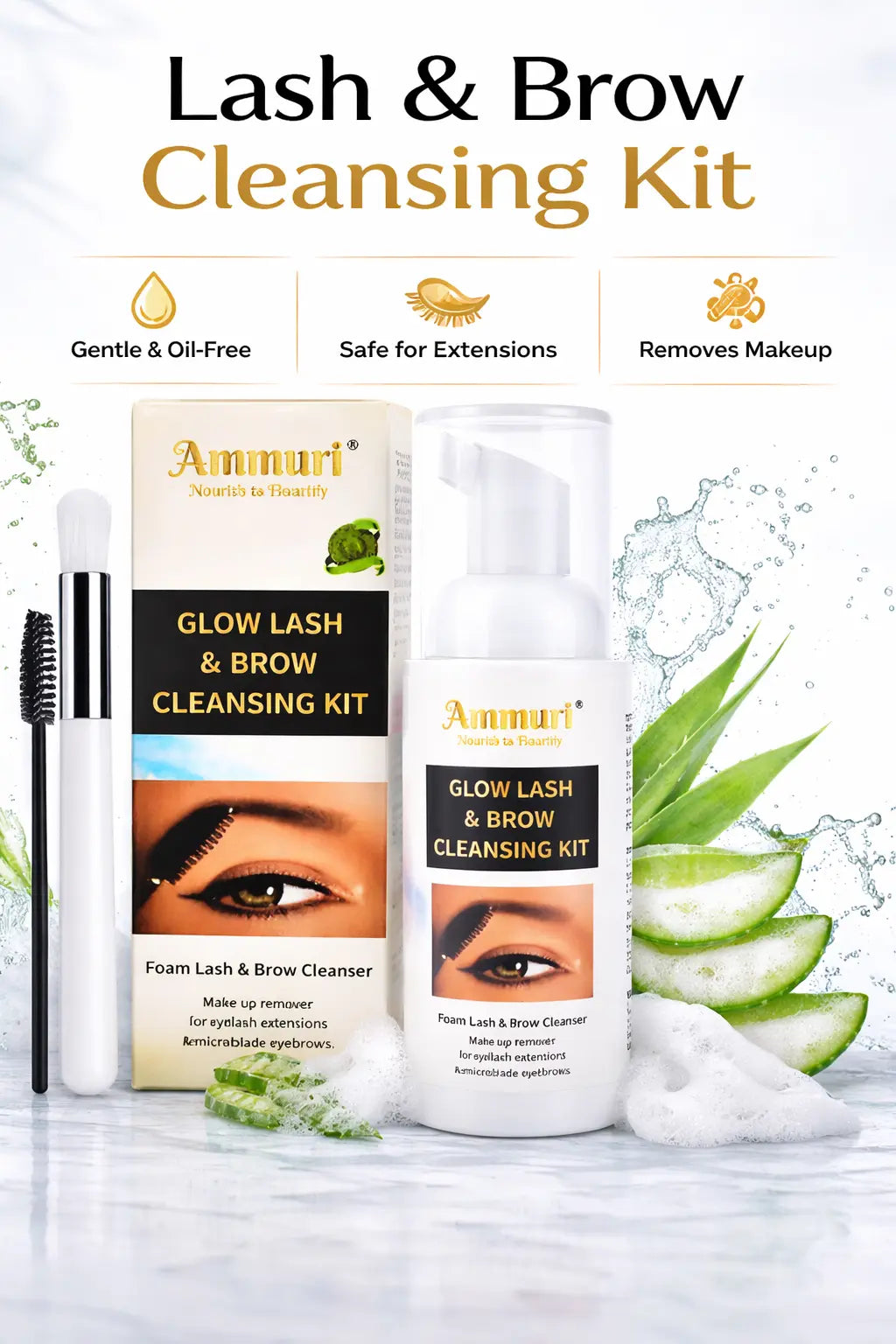 Eyelash Extension Shampoo & Lash Brow Cleansing Kit | Ammuri Ammuri Skincare