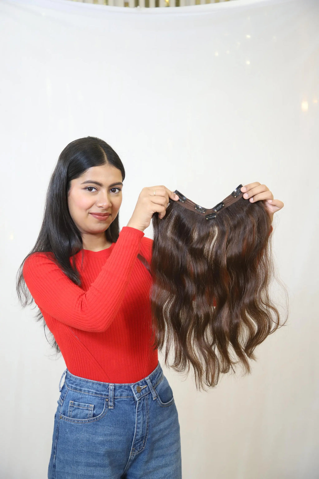 V-Shape Clip-In Volumizer | Back & Side Volume with Layered Fall | Remy Hair India Hair Extensions Luxe