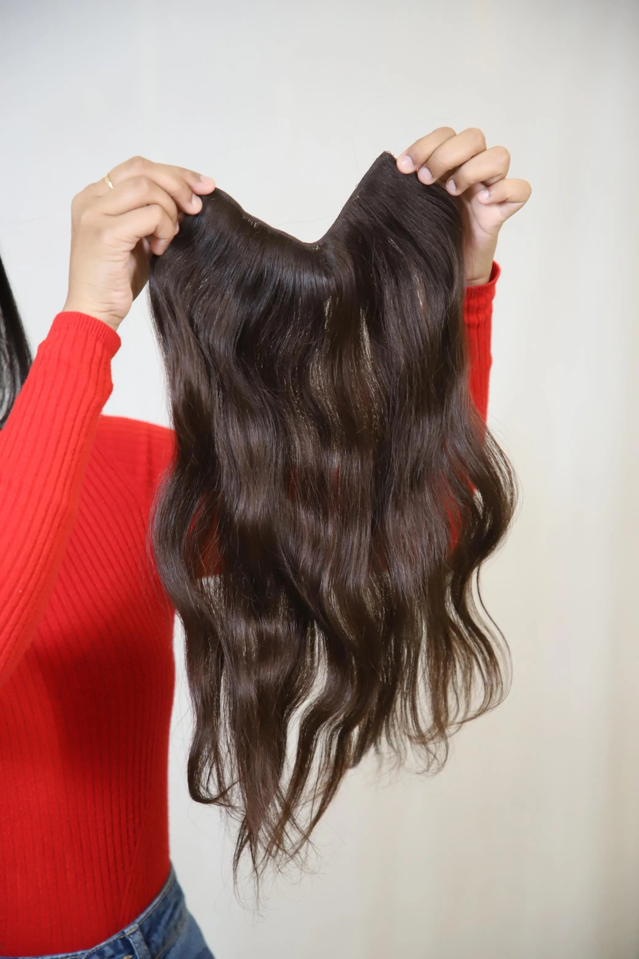V-Shape Clip-In Volumizer | Back & Side Volume with Layered Fall | Remy Hair India Hair Extensions Luxe