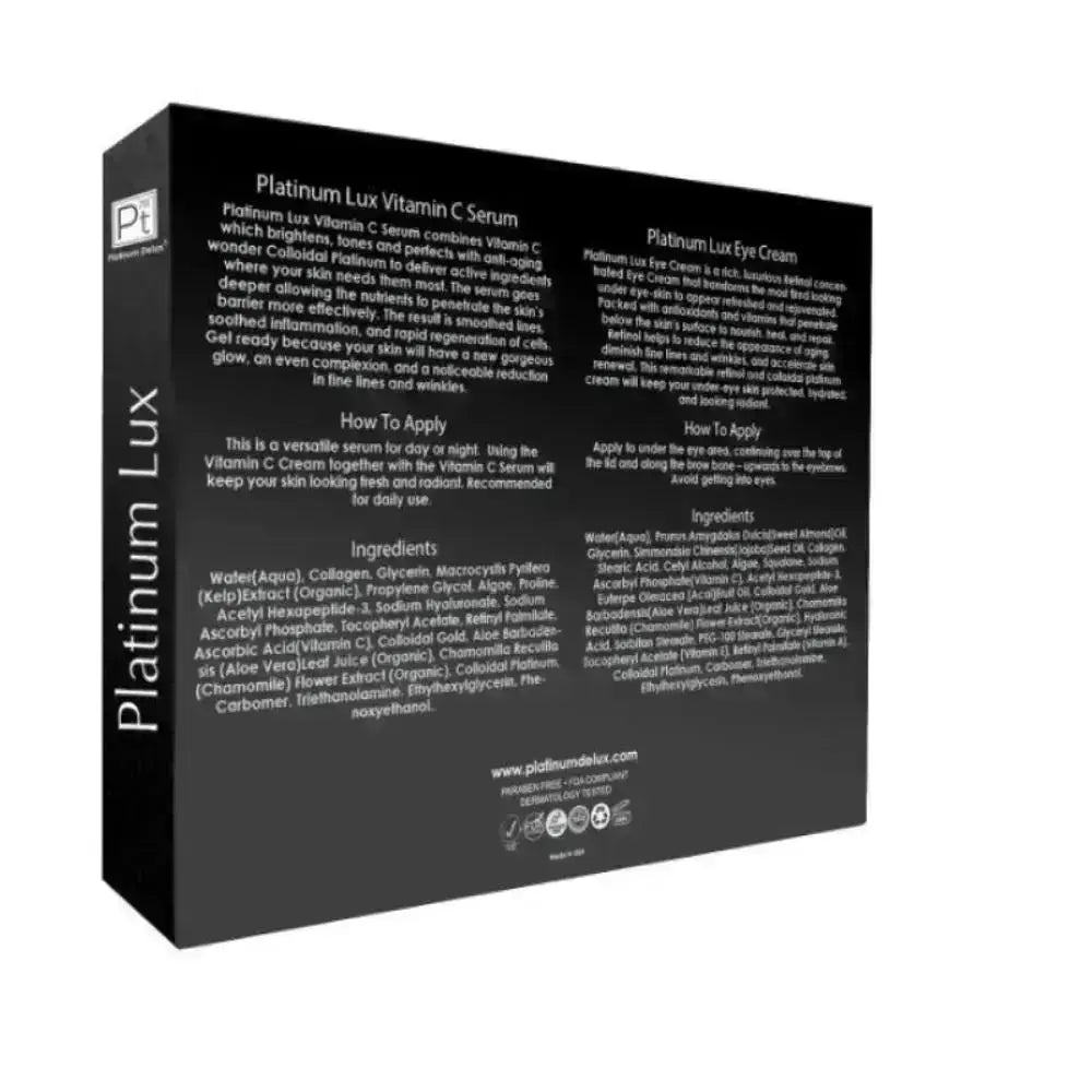 Platinum Lux Instant Face Lift Set Instant Lift. Visible Glow. Pure Platinum Luxury.