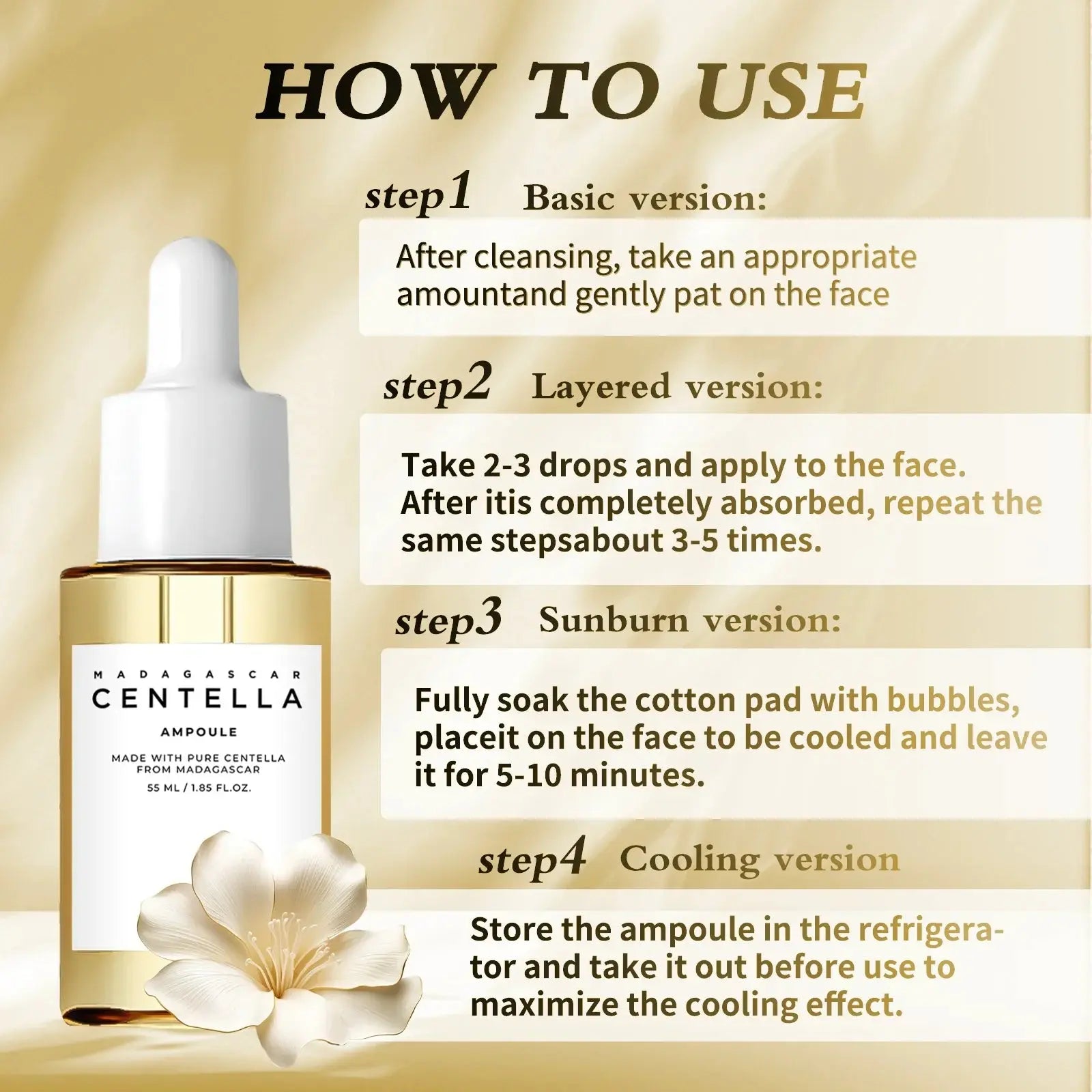 Madagascar Centella Asiatica Serum 55ml - Sensitive skin soothing formula with acne fighting，deep moisturizing benefits for face CD