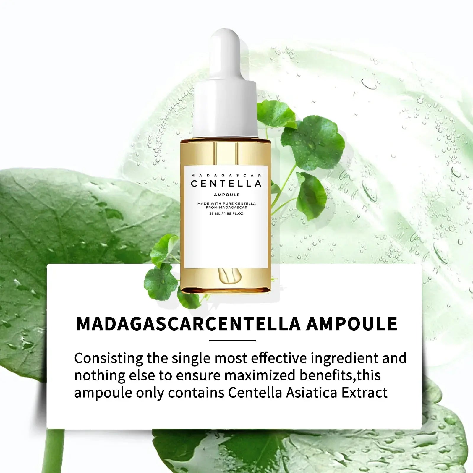 Madagascar Centella Asiatica Serum 55ml - Sensitive skin soothing formula with acne fighting，deep moisturizing benefits for face CD