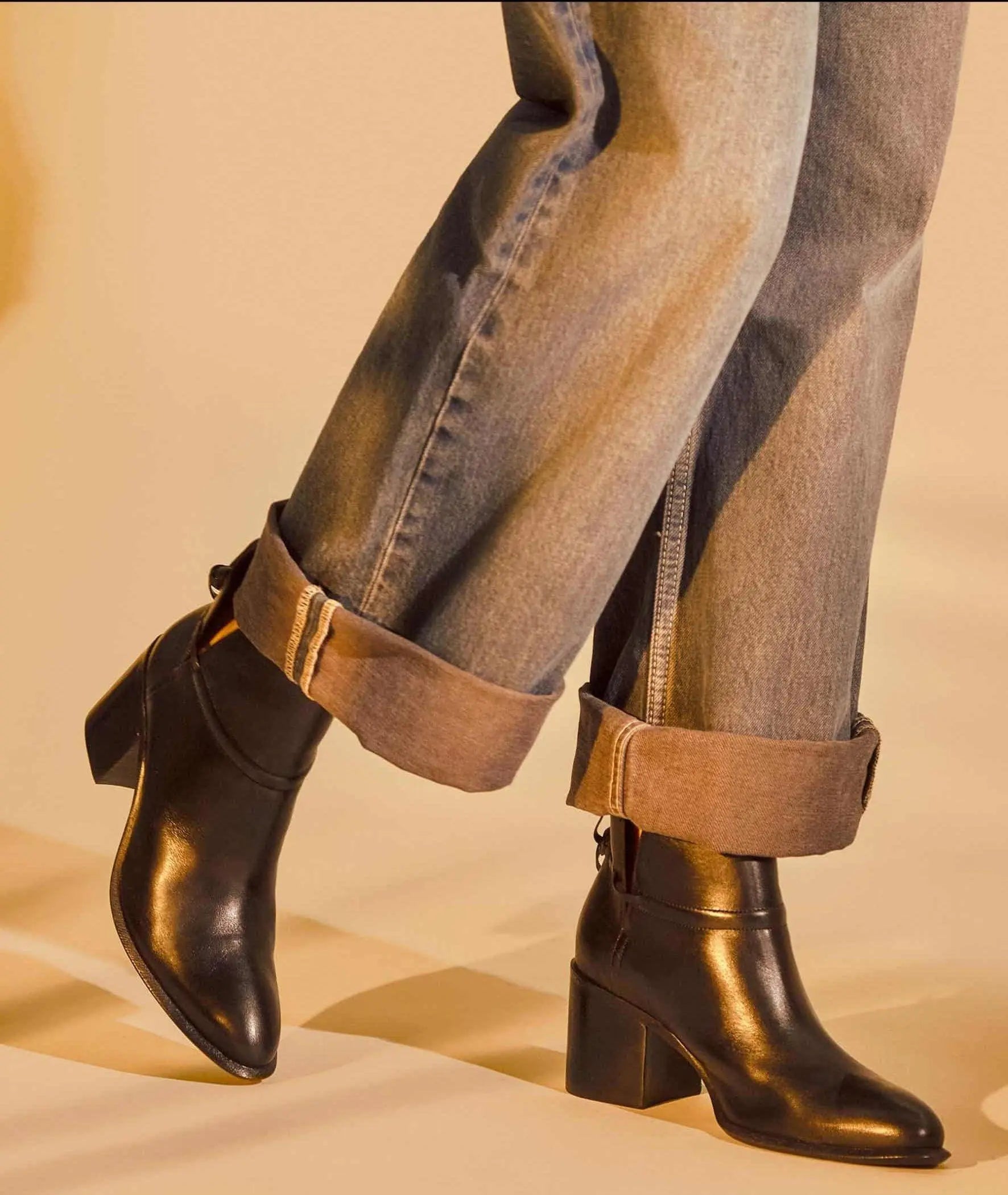 Attalea Black Leather Ankle Boots – 6.5cm Block Heel Mangará Atelier