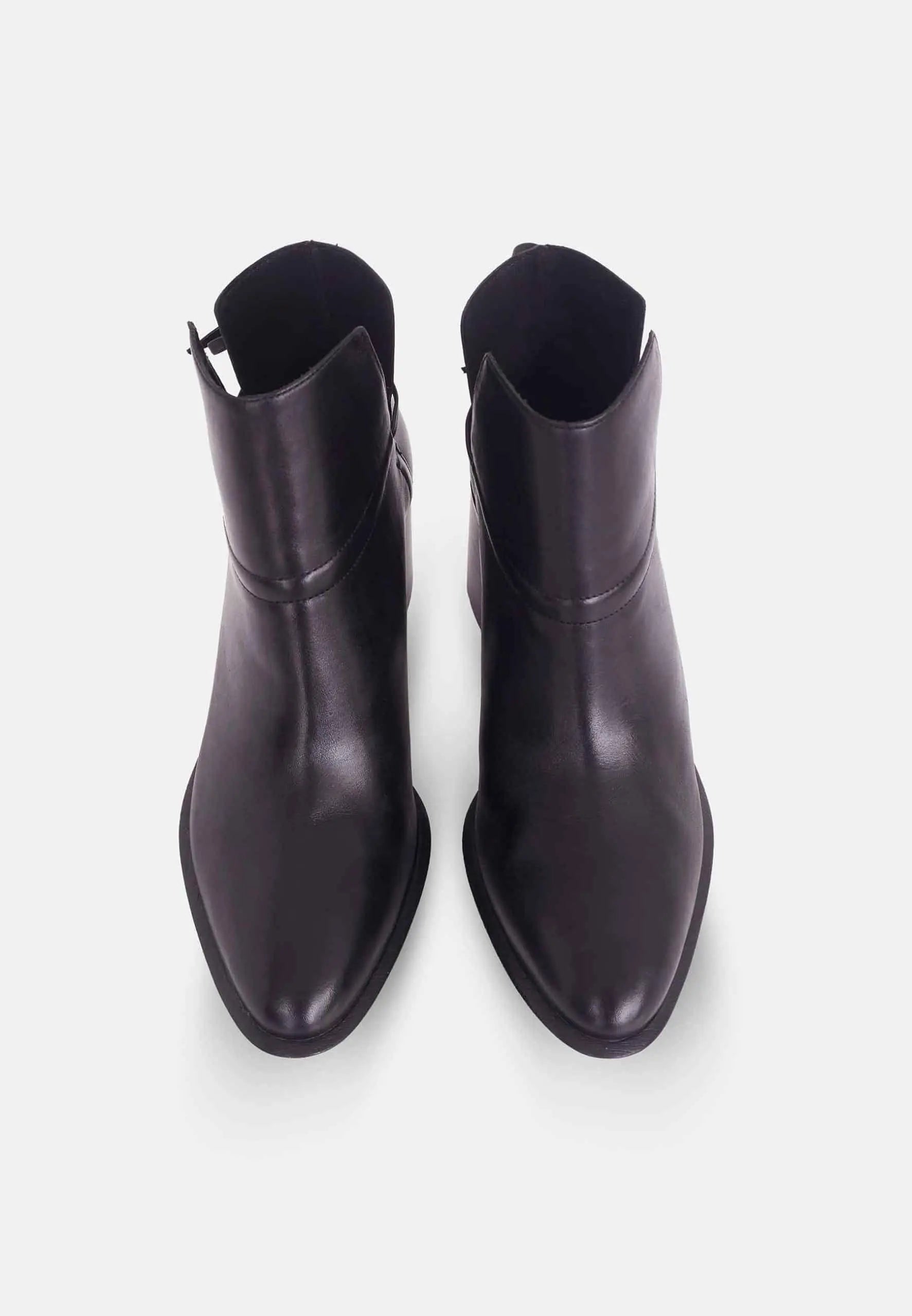 Attalea Black Leather Ankle Boots – 6.5cm Block Heel Mangará Atelier