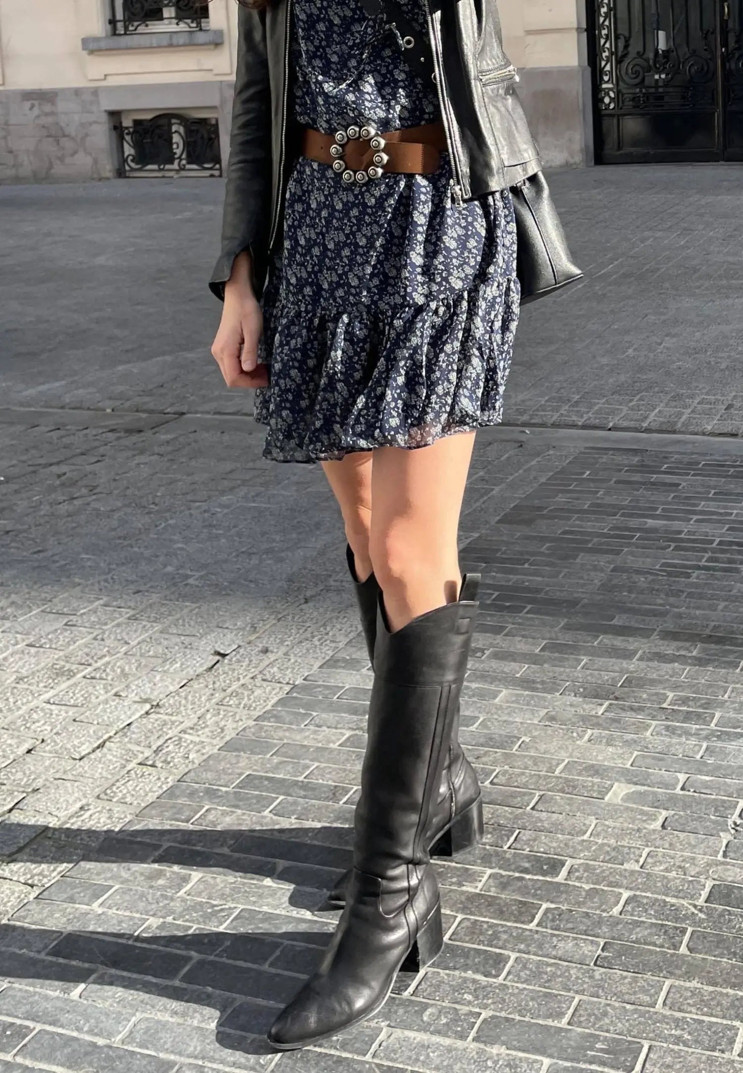 Canna Black Calf Leather Knee-High Riding Boots – 6.5cm Block Heel Mangará Atelier